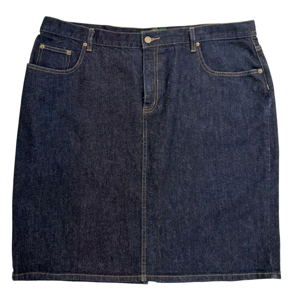 Lauren Ralph Lauren Womens 18W Dark Wash Denim Jean Skirt